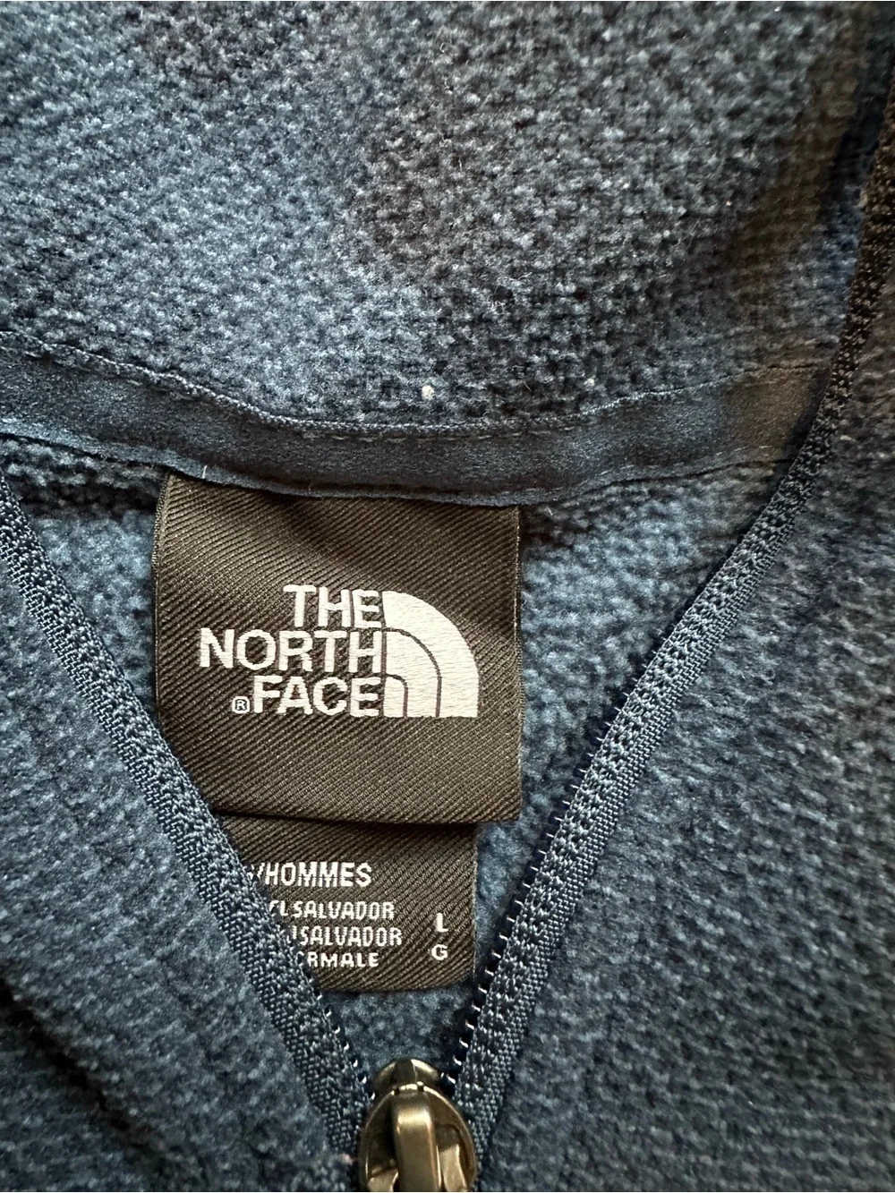 The North Face Dark Blue Fleece with White Embroidered Logo